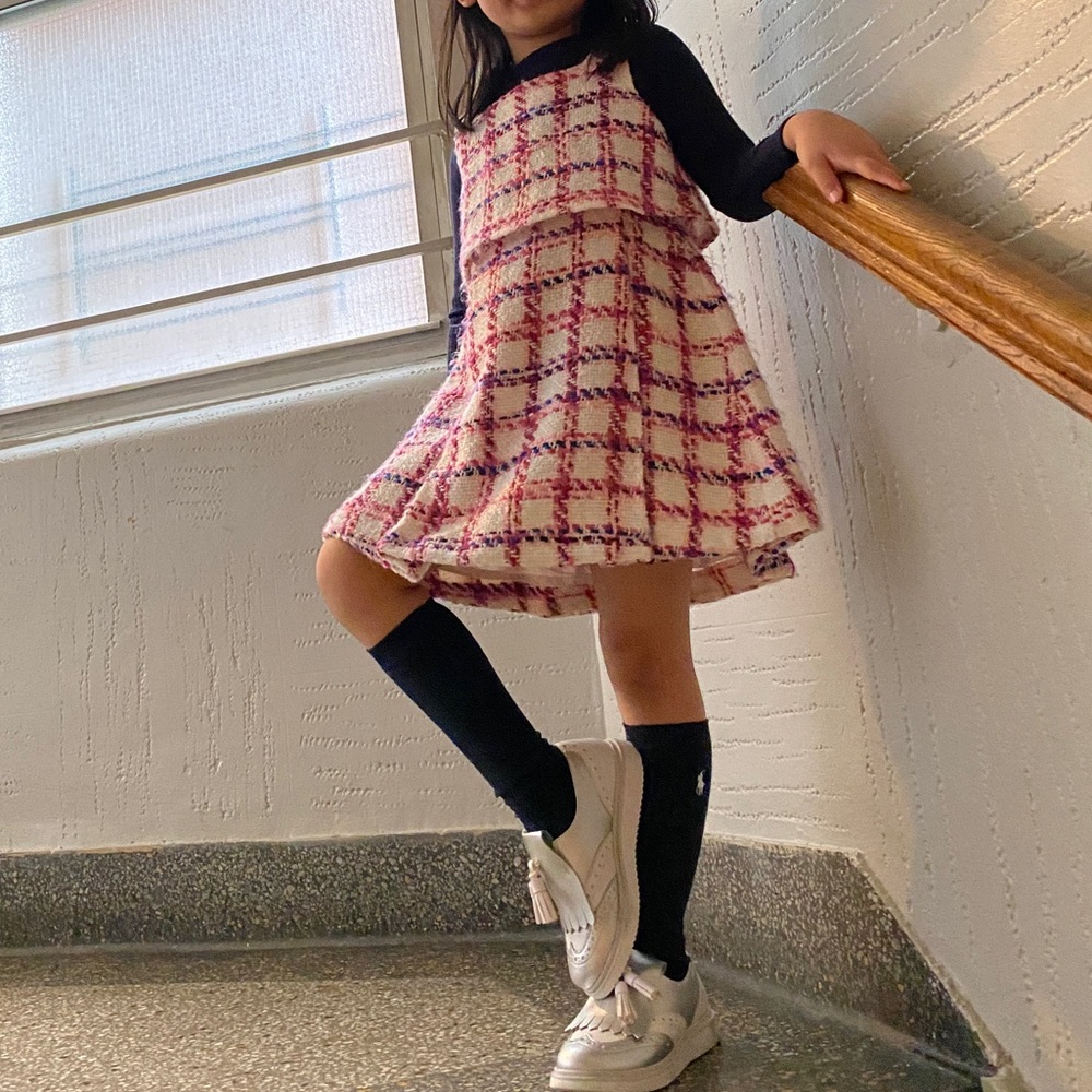 JANIE AND JACK Pink Boucle Tweed Dress